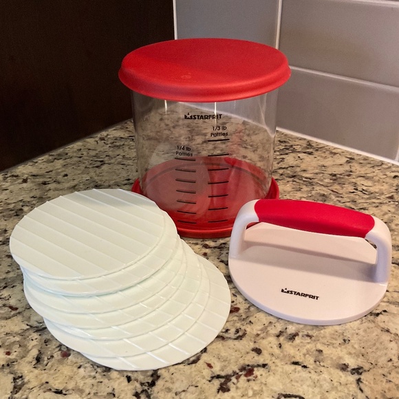 Starfrit Hamburger Patty Maker with 8 Discs and Airtight Lid - Picture 1 of 9